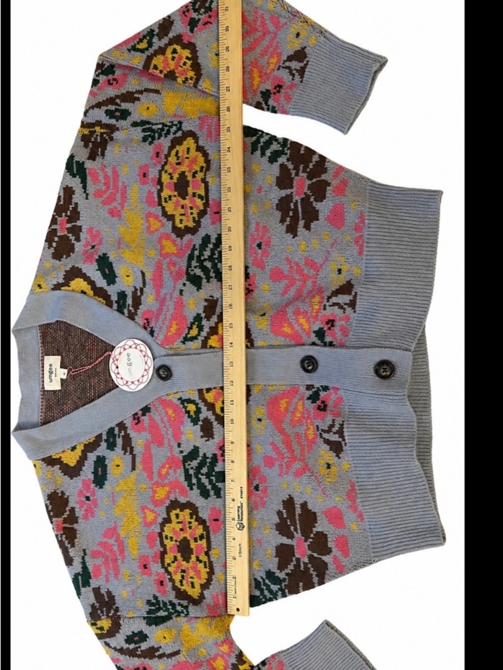Umgee Light Blue Floral Jacquard Cardigan SMALL NWT - Picture 7 of 7